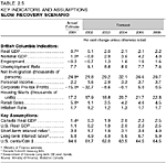 Table 2.5: Key Indicators and Assumptions - Slow Recovery Scenario