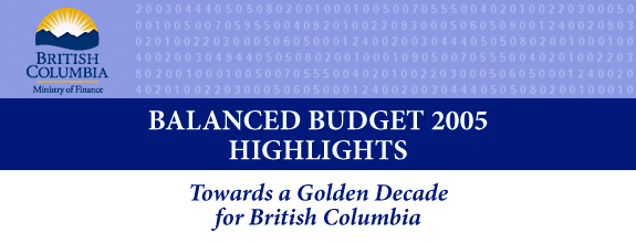 Balanced Budget 2005 Highlights -- Towards a Golden Decade for British Columbia.