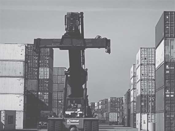 Photograph - Container yard at Coast 2000 Terminals distribution centre in Richmond, B.C.