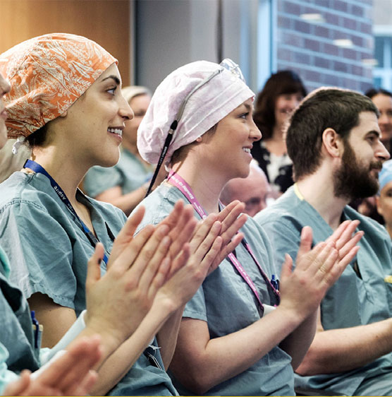 medical staff applauding
