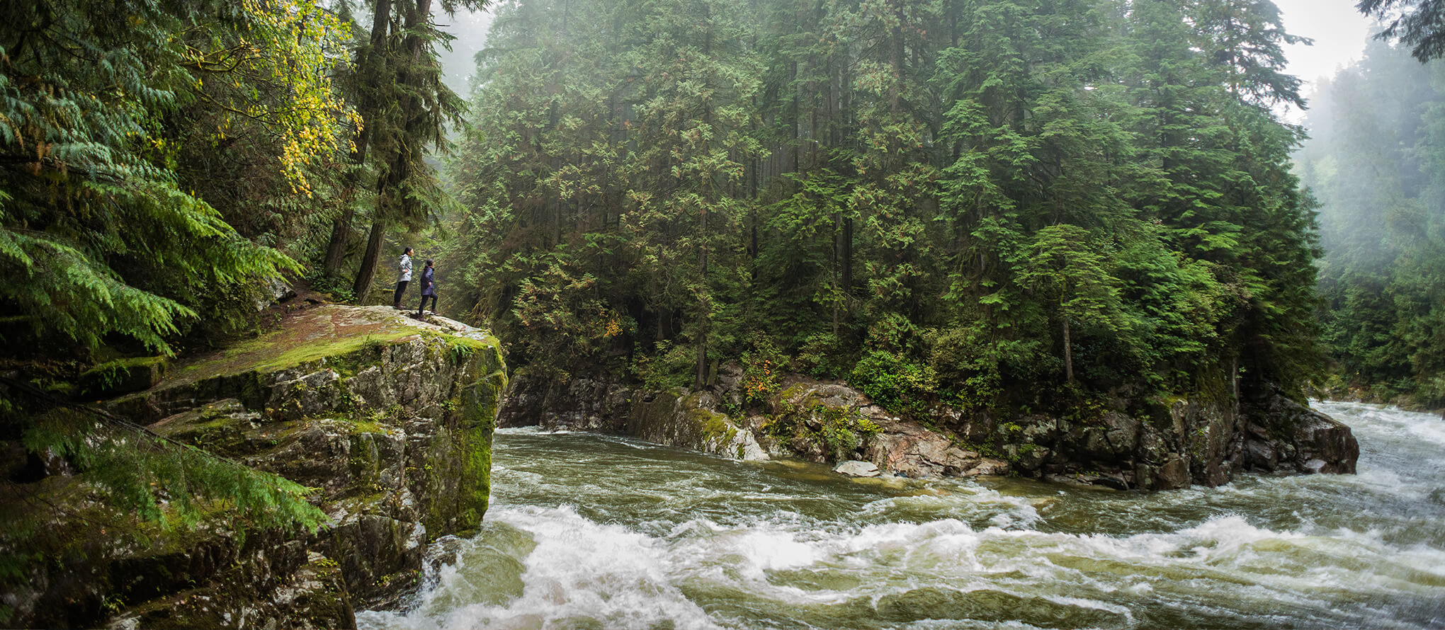 hikers looking at a river